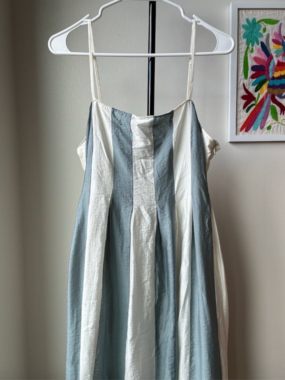 Madewell Pleated Midi Dress in Overcast (Blue and White Stripe) - Size 6 - Picture 7 of 16